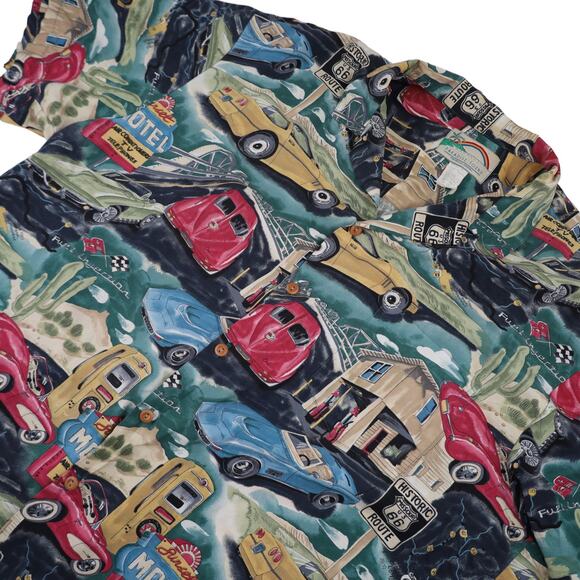 Vintage Paradise Found Hot Rod Muscle Car Allover Print Hawaiian Shirt - Picture 3 of 9